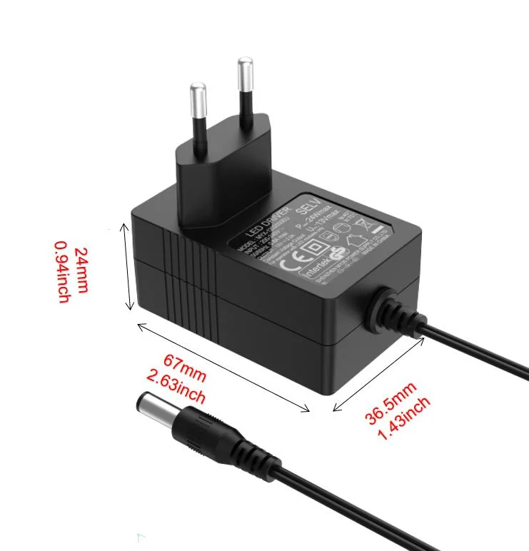 UK Us Au EU Plug AC100-240V to 12V 2A 24W Wall Mount Power Supply Adapter for CCTV LED Strip