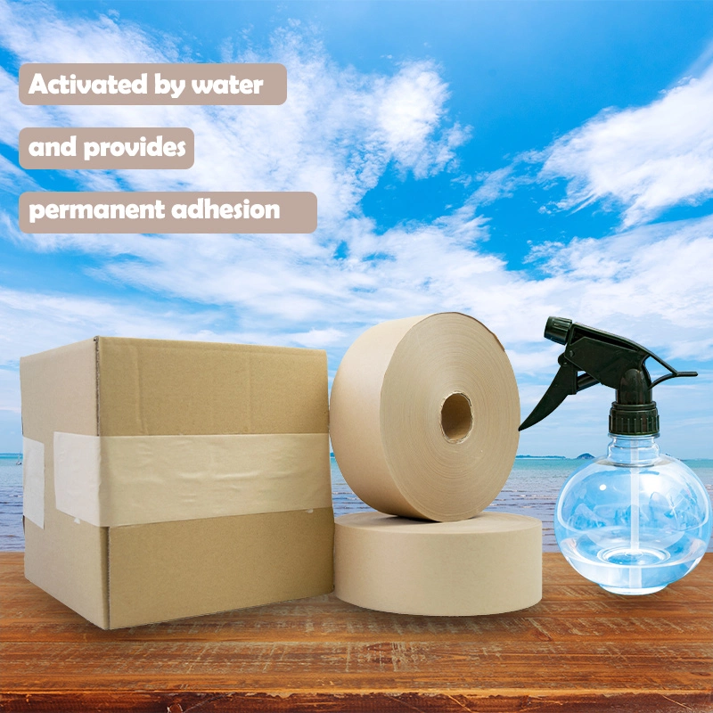 Printed Kraft Tapewhite Kraft Wet Water Activated Gummed Custom Paper Amazon Packing Tape