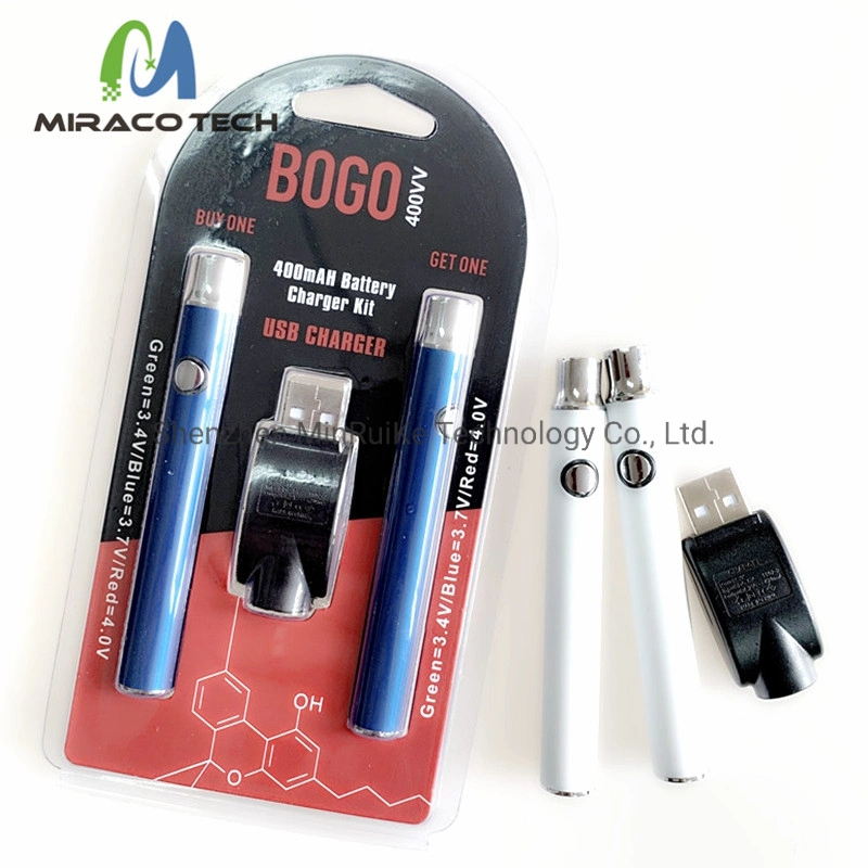 Bogo Manual Battery Lo Preheating Batteries Vape Pen 510 Thread Battery 400mAh E Cigarettes Battery with Blister Packaging