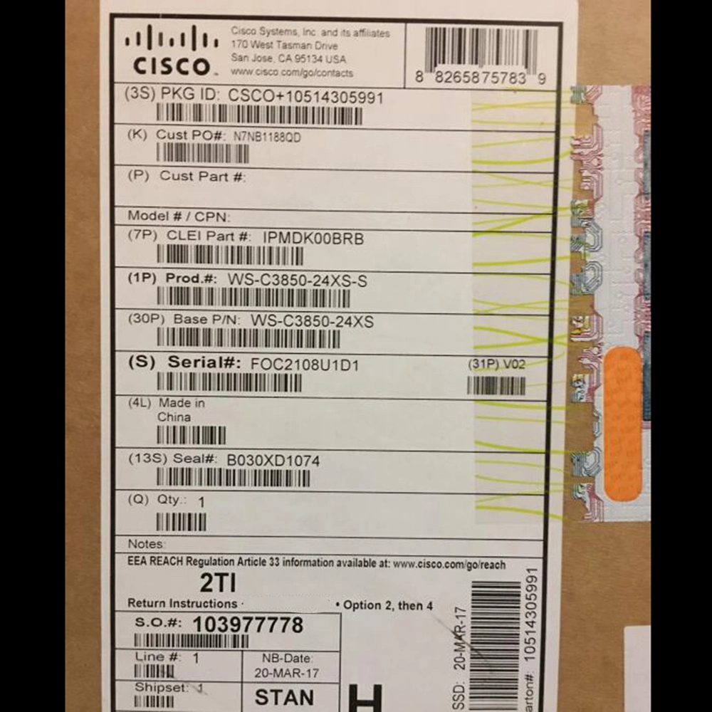 Cisco WS-C3850-24XS-S el Cisco Catalyst 3850 de 24 puertos switch de fibra 10g Ethernet Switch Base IP