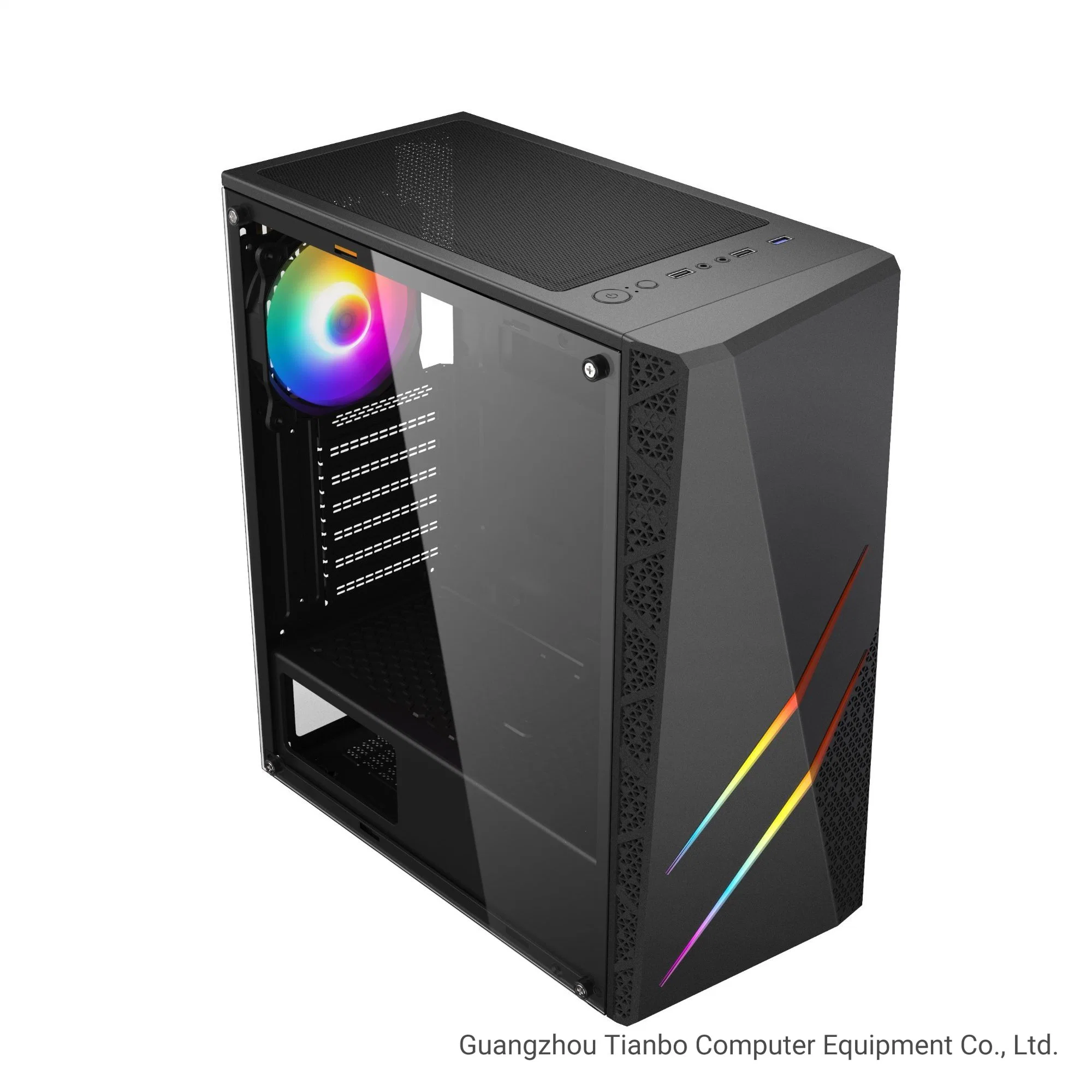 OEM Computer Case with Unique LED Strip Design on Front ATX PC Case