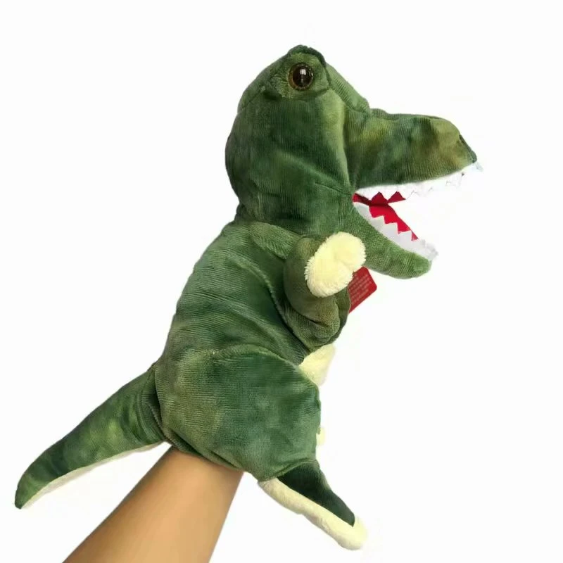 OEM Soft Plush Stuffed Educational Realistic Baby Hand Puppet Dinosaur Toy