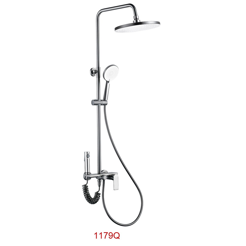 2023 New Gun Color Bathroom Shower Sets with Hand Shower Four Functions Mixer Faucet Shower