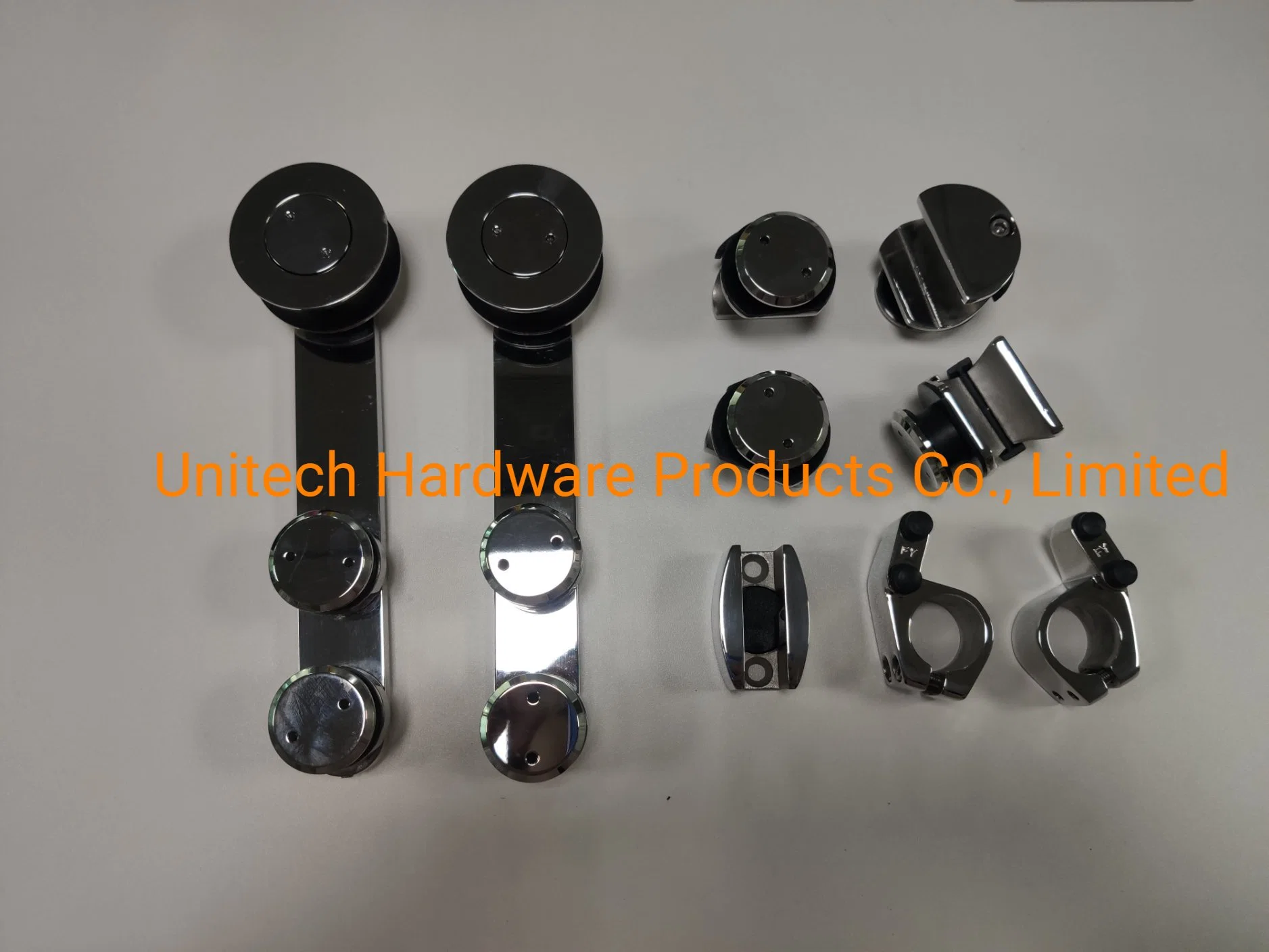 Stainless Steel Glass Sliding Door Roller Wheels and Glass Fitting Set