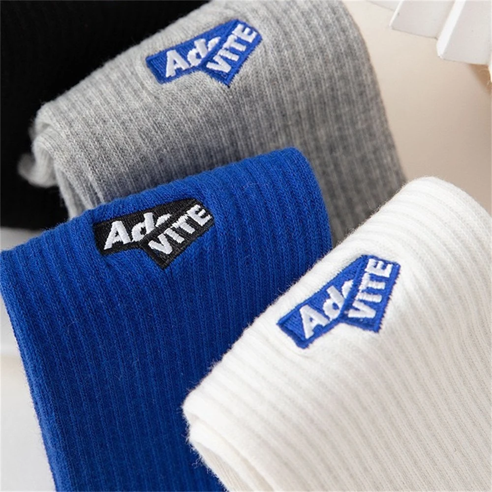 High quality/High cost performance Crew Plain Knit Embroidery Logo Custom Embroidered Cotton Socks