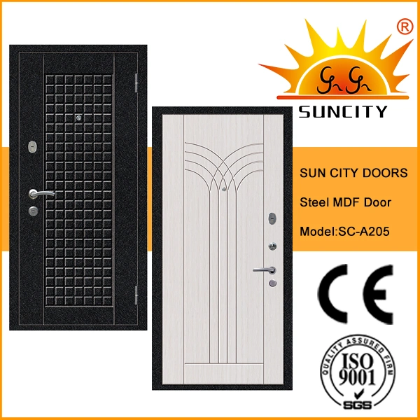 Safety Front Metal MDF Wooden PVC Film Door with Frame