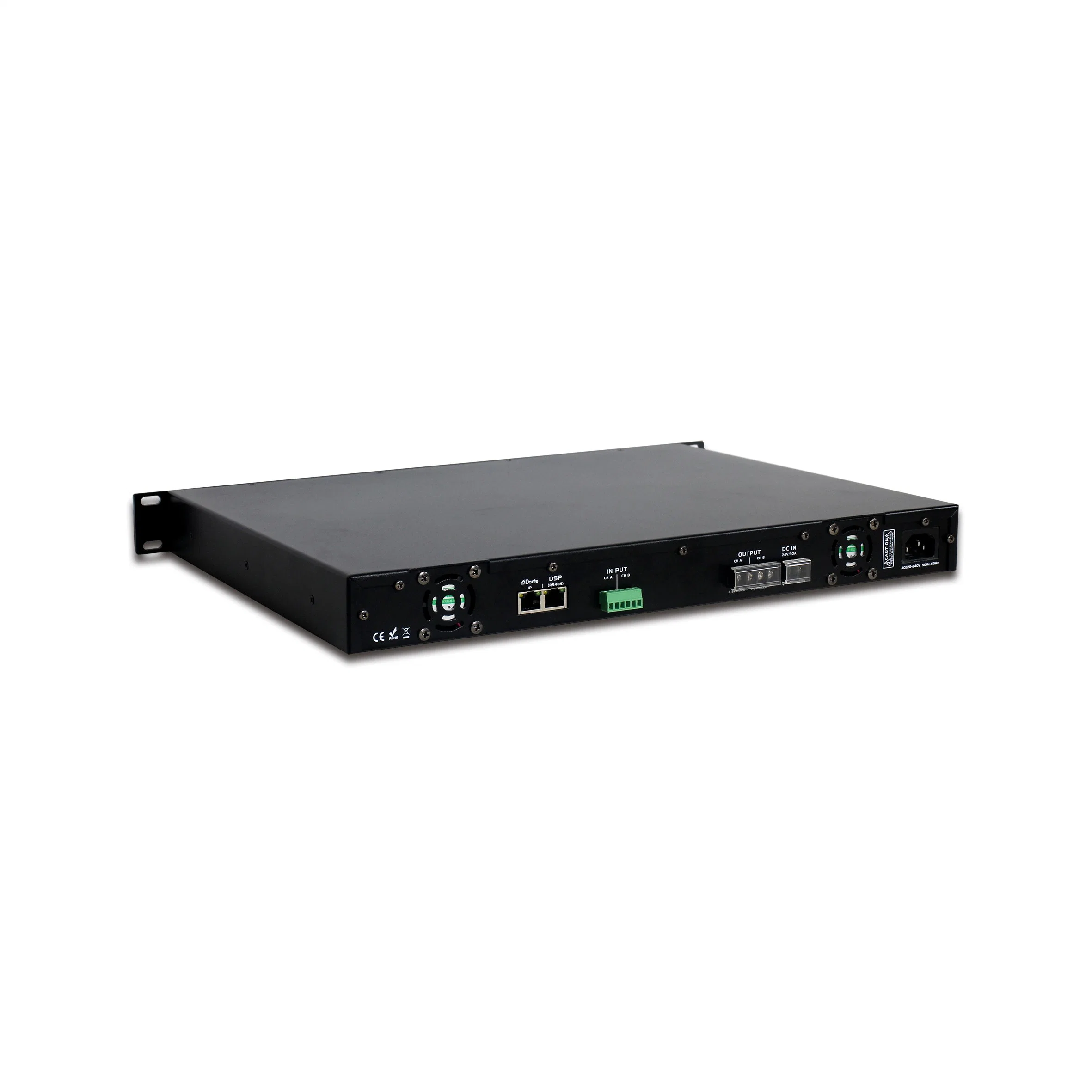 Amplificador de potencia PRO 2 Channels 1U clase D con Dante, IP, SIP, DSP opcional