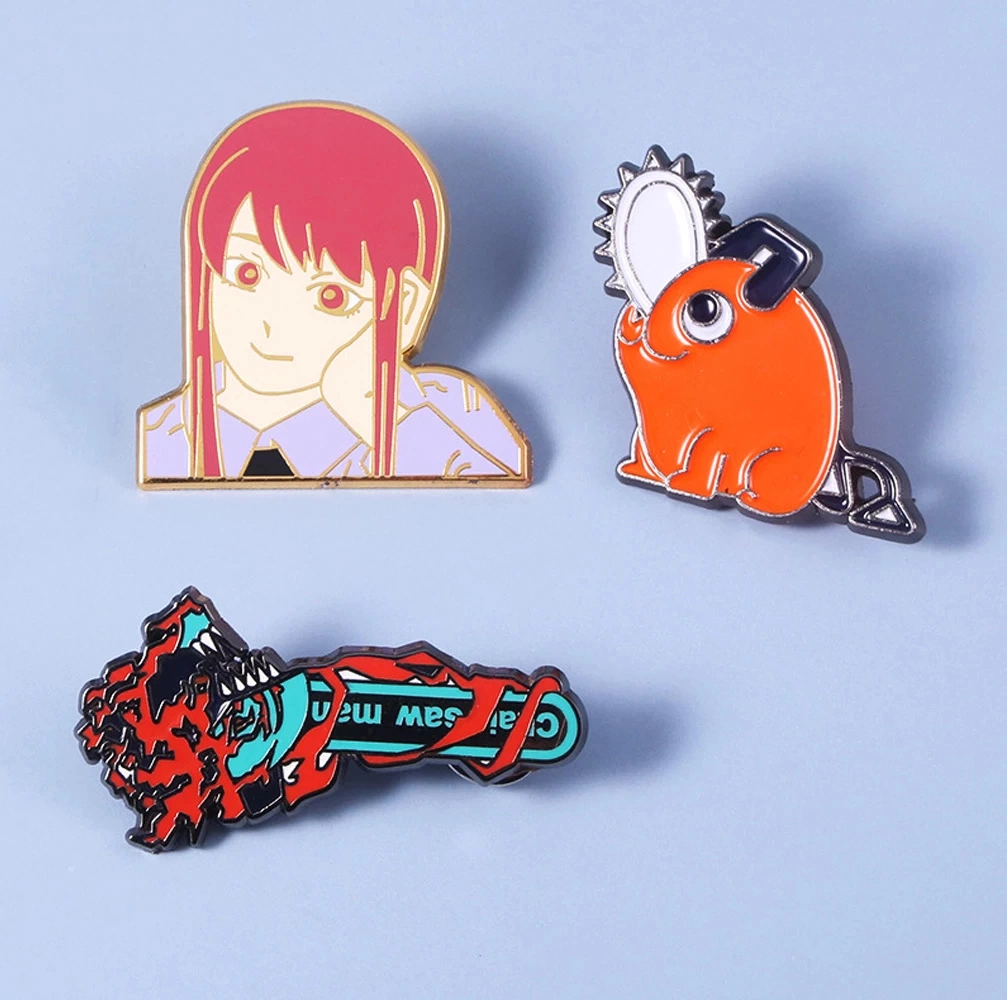 Custom Logo Chainsaw Man Anime Pins Enamel Brooches Cartoon Metal Badge