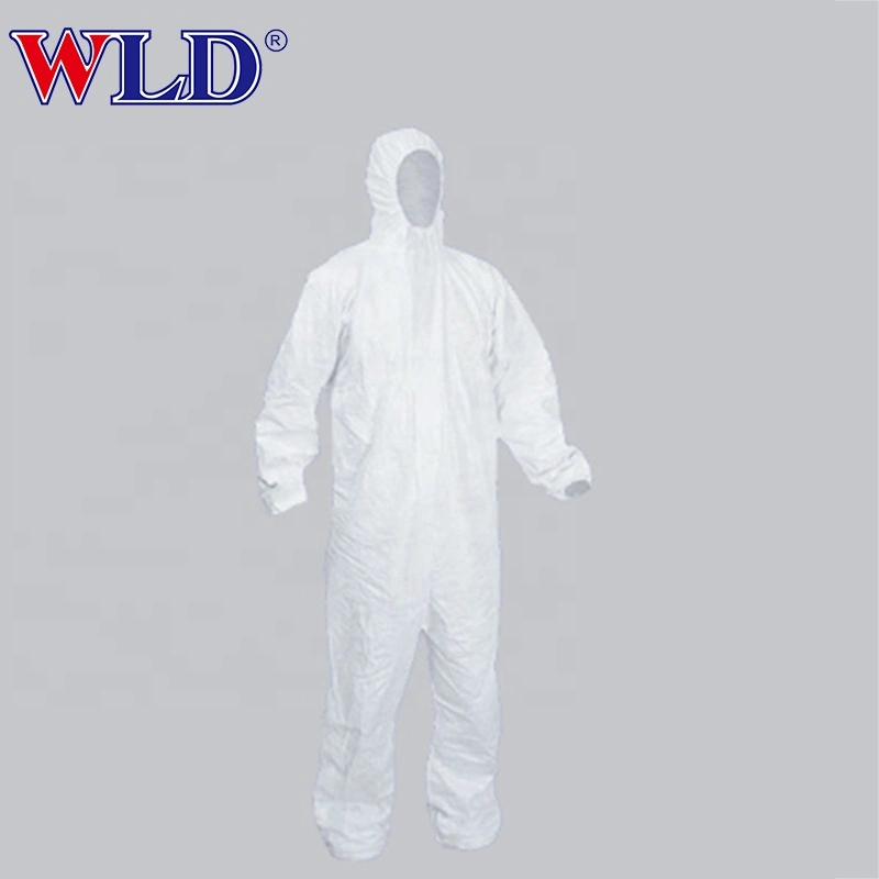 Disposable Isolation Gown Non Woven Safety Coverall PP+PE Level 4 Clothing with Elastic Cuffs