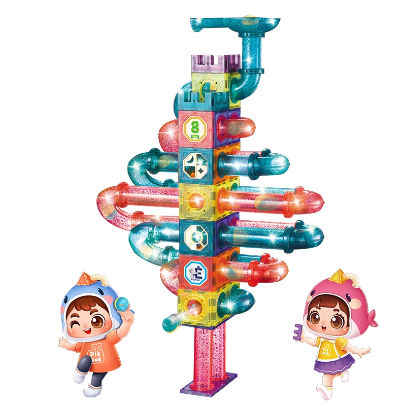 Kit de construcción de vástago de bola de azulejos de imán de iluminación de plástico para niños DIY Play Set Toddler Montessori bloque magnético de la construcción de juguete