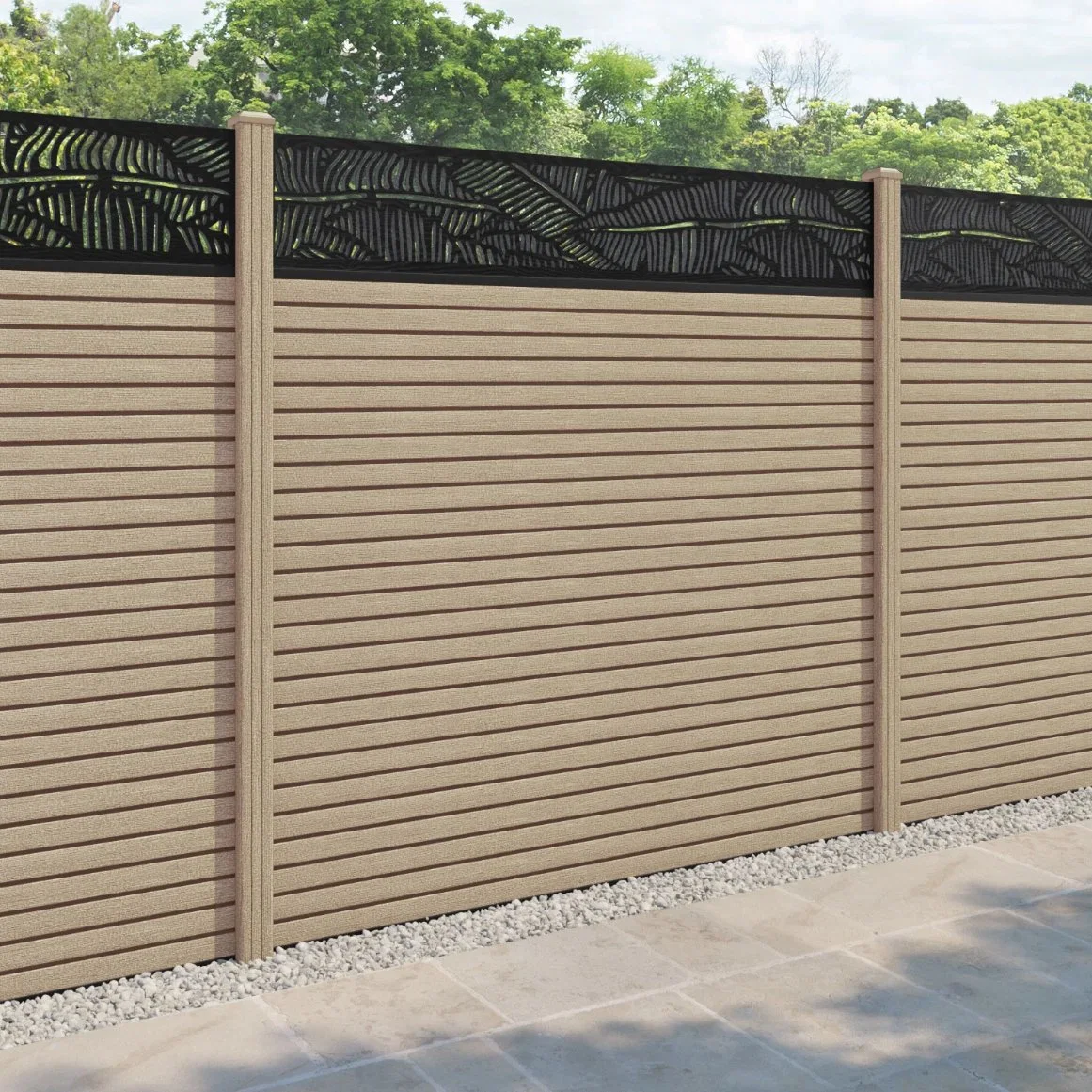 Vedação de plástico para madeira exterior WPC Fence, placa de delimitação composta WPC