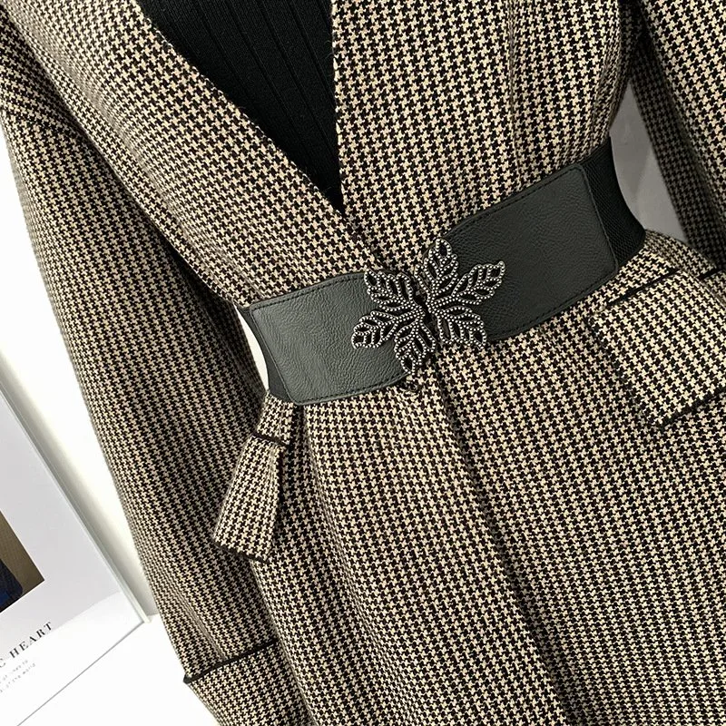 Woman Coat Suit Sweater Elastic Belt Decoration PU Leather Material with Metal Buckle New Design Fashion Wholesale/Supplier Belt Bl-3016