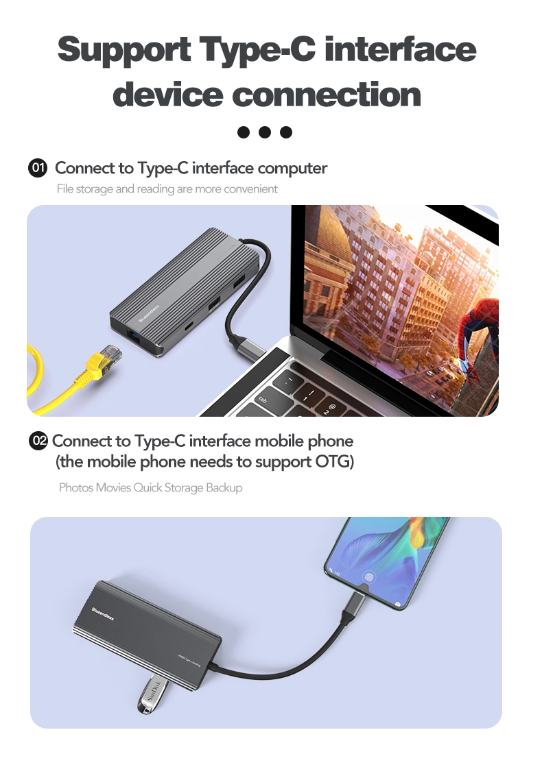 USB-C Hub Compact and Versatile Hub with 8 Ports