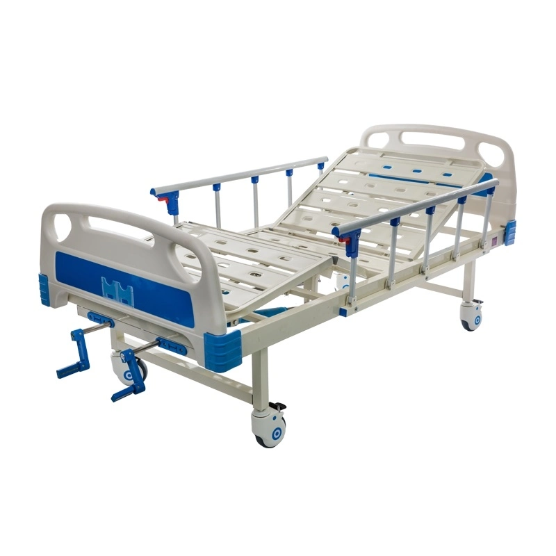 Manufacture Directly Supply Good Quality Manual Adjustable 2 Cranks Medical Hospital Bed Furniture