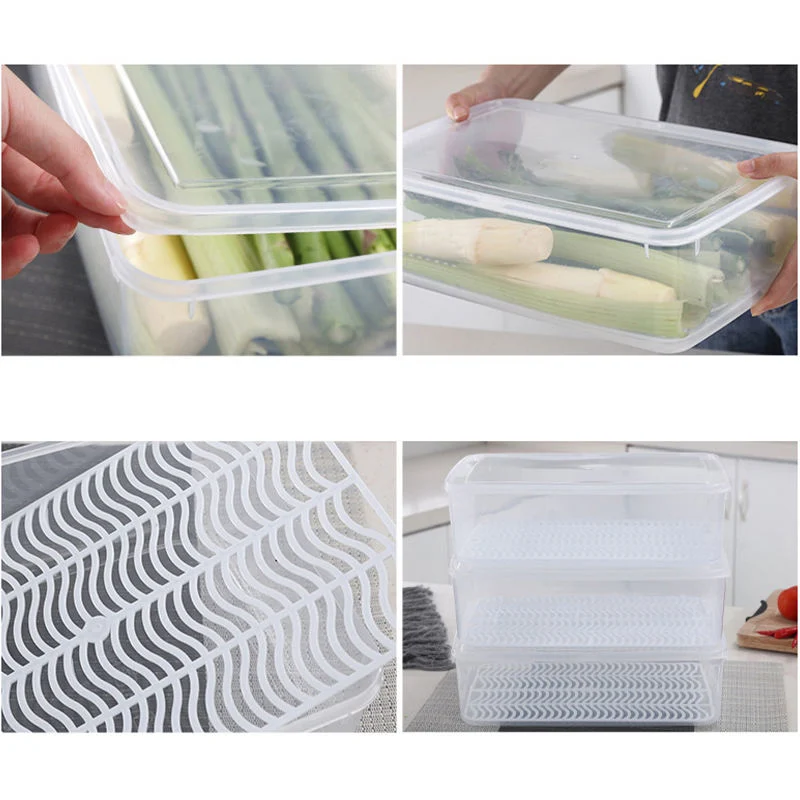 Kitchen Storage Box Drain Fresh Box Refrigerator Fish Meat Fresh Keeping Food Storage Box