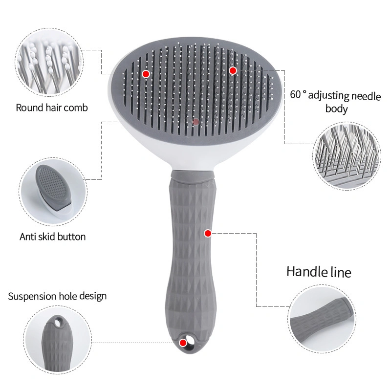 Pet Hair Cleaner Brush, Cat Grooming Brush with Release Button, Pet Massage Brushes