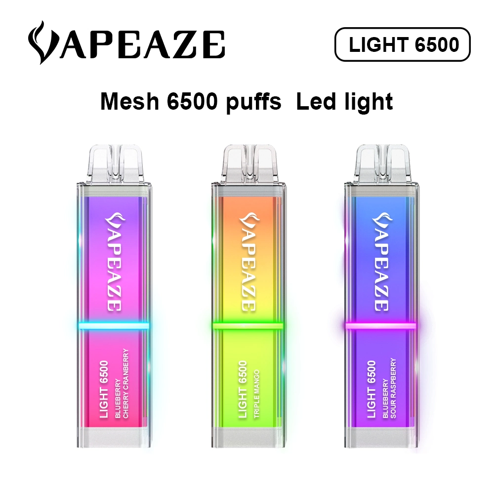 2023 Горячая продажная заводская цена сразу одноразовый E-Cig RGB Light 6500 Наушники с индивидуальным дизайном 550 мА/ч Встроенный аккумулятор красивый светодиодный светильник Vape