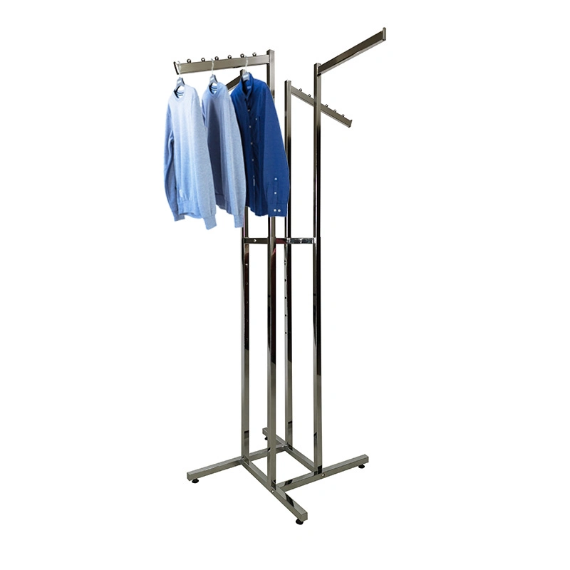 Folding Chrome Removable Garment Display Rack with 4 Rails