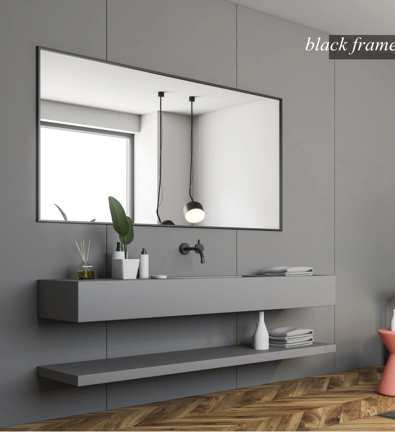 Прямоугольное алюминиевое зеркало с технологией Bluetoth и таймером Temp Smart Mirror