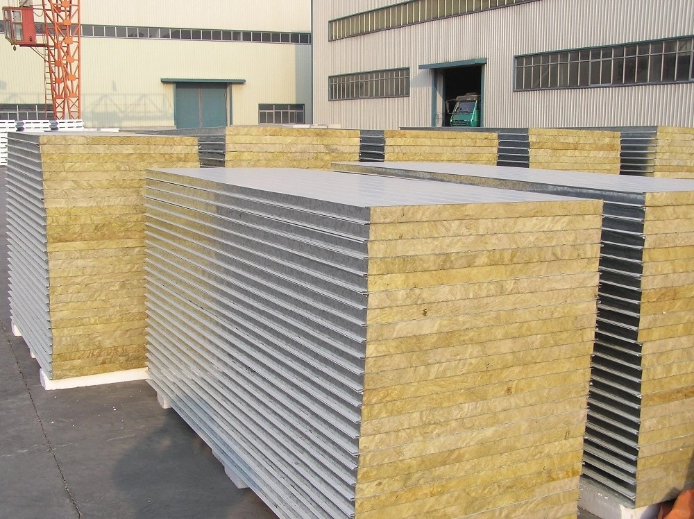 50kgs/M3 Density Recycling Lightweight Rock Mineral Wool Sandwich Board Panels for External Wall