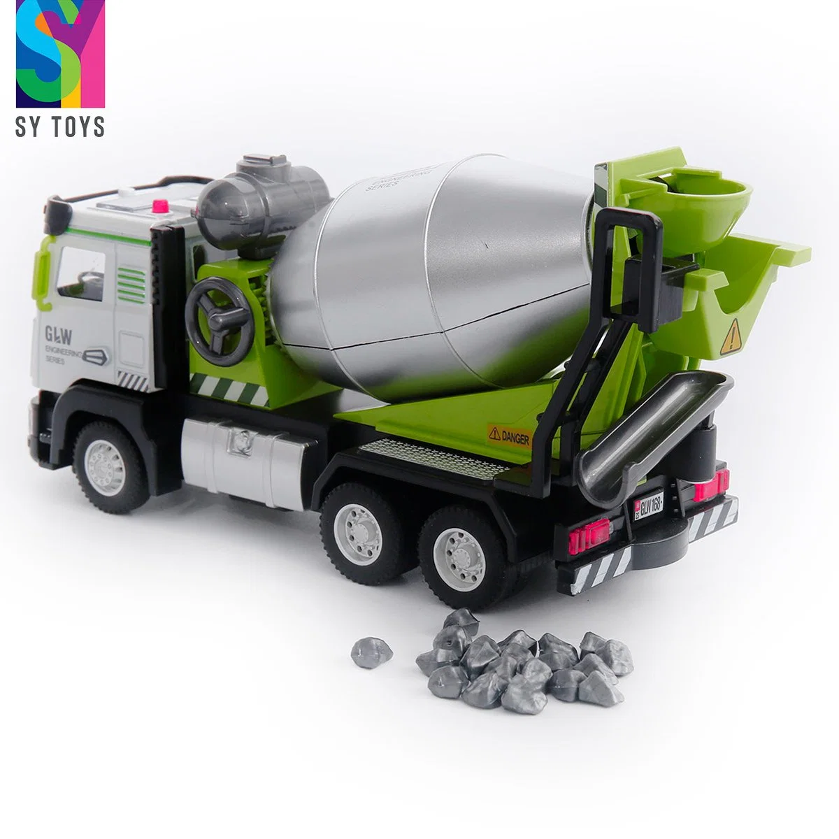 Sy Toys 1: 40 Scale Green Mini Static Construction Vehicle Model Cement Alloy Metal Die Cast Concrete Mixer Truck Toys