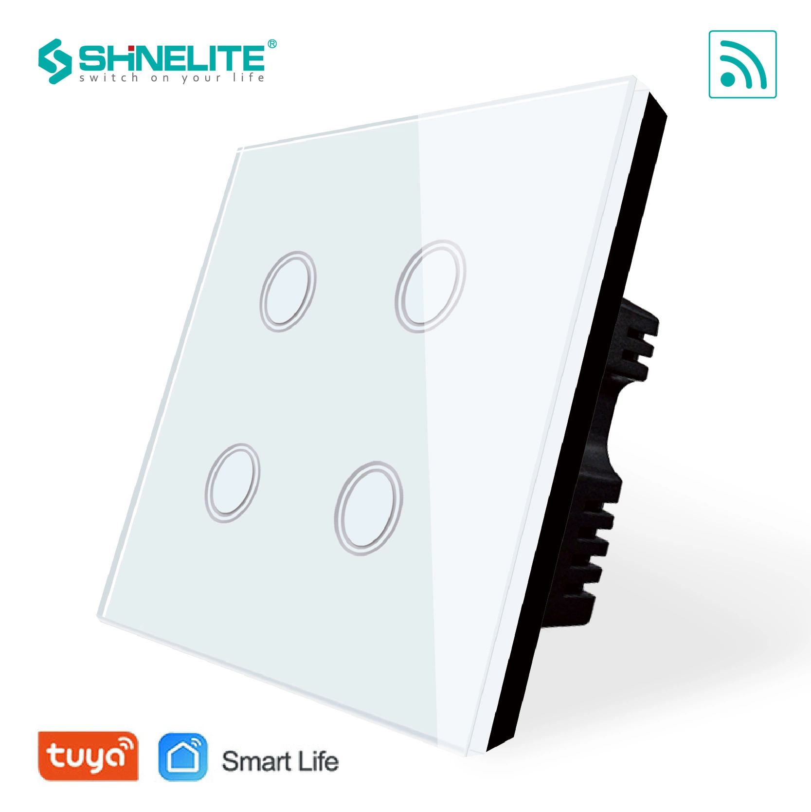 Shinelite Glass Panel Smart Touch WiFi 4 Gang Switch