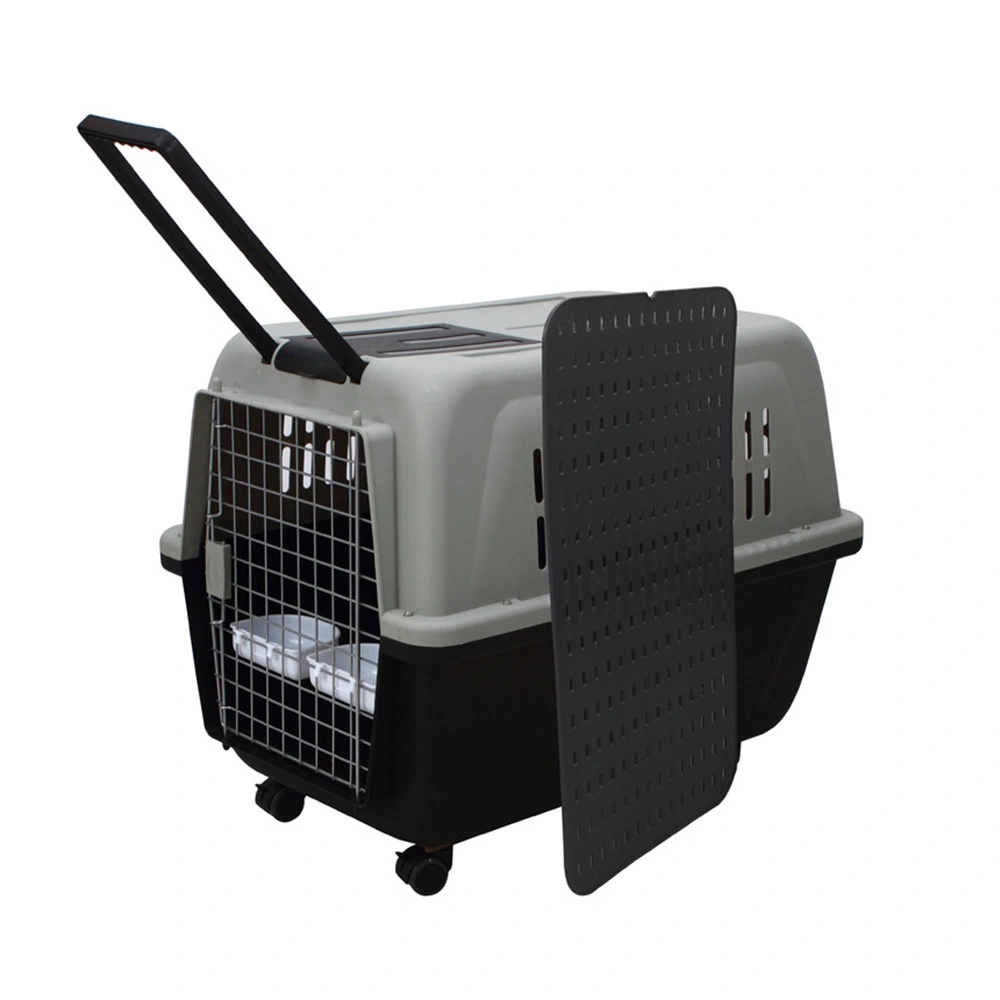 Caja de viaje portátil de plástico resistente jaula de transporte de mascotas