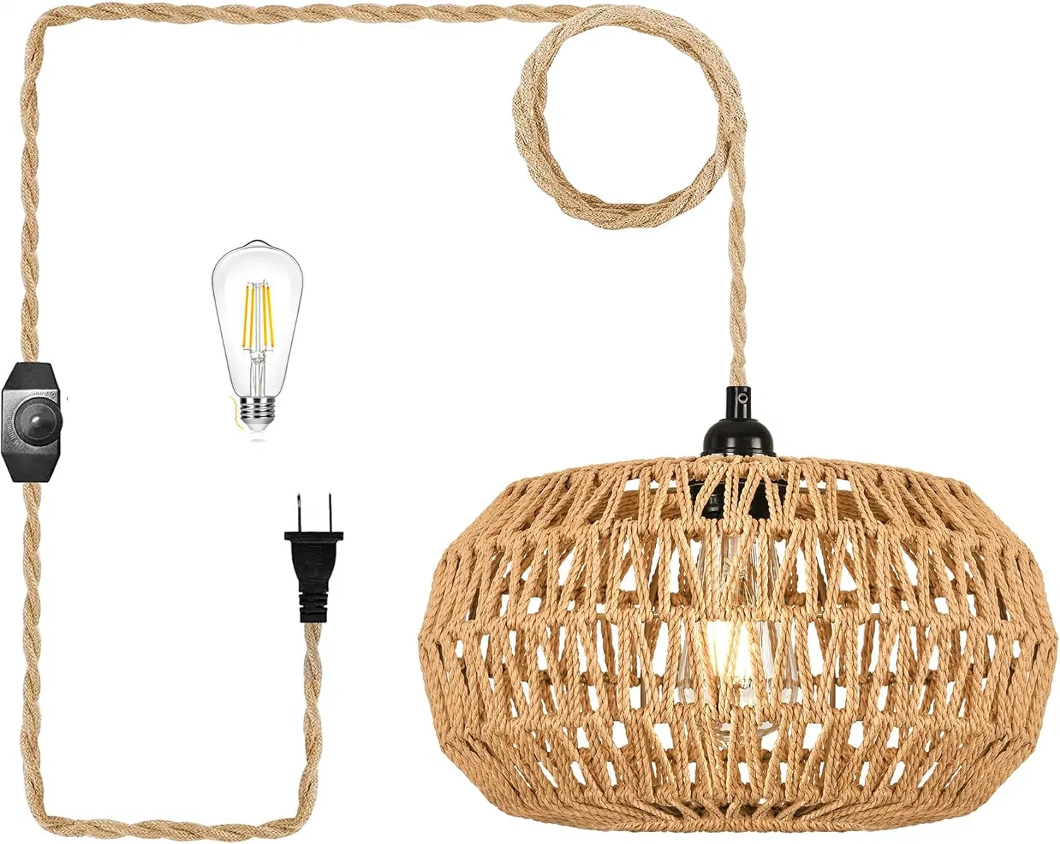 Luminaire suspendu en bambou pour plafond, éclairage de chambre, lustre.