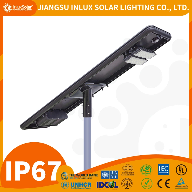Integrated All in One Aluminium IP65 IP66 IP67 Waterproof Outdoor Road Garden LED Solar Street Lighting with Motion Sensor Lithium Battery and Panel