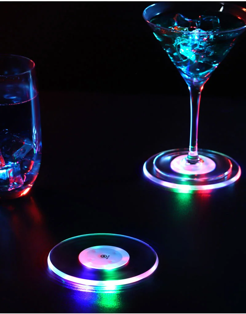 Crystal Colorful Bar LED Bottle Coaster