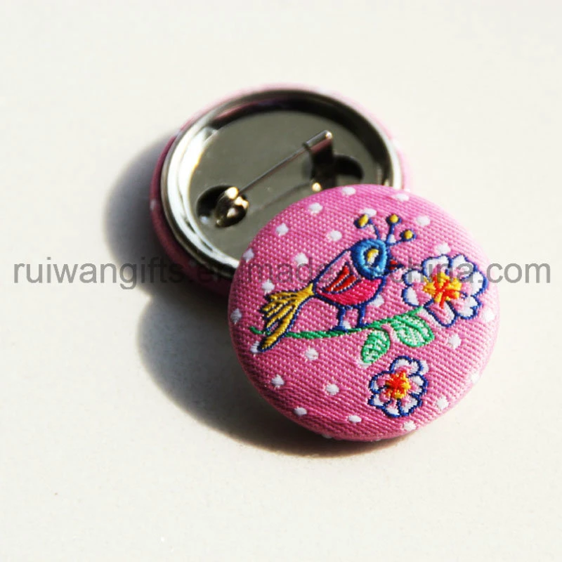 Factory Made Embroidery Button Pin Badge for Promotion, Embroidery Button Badge