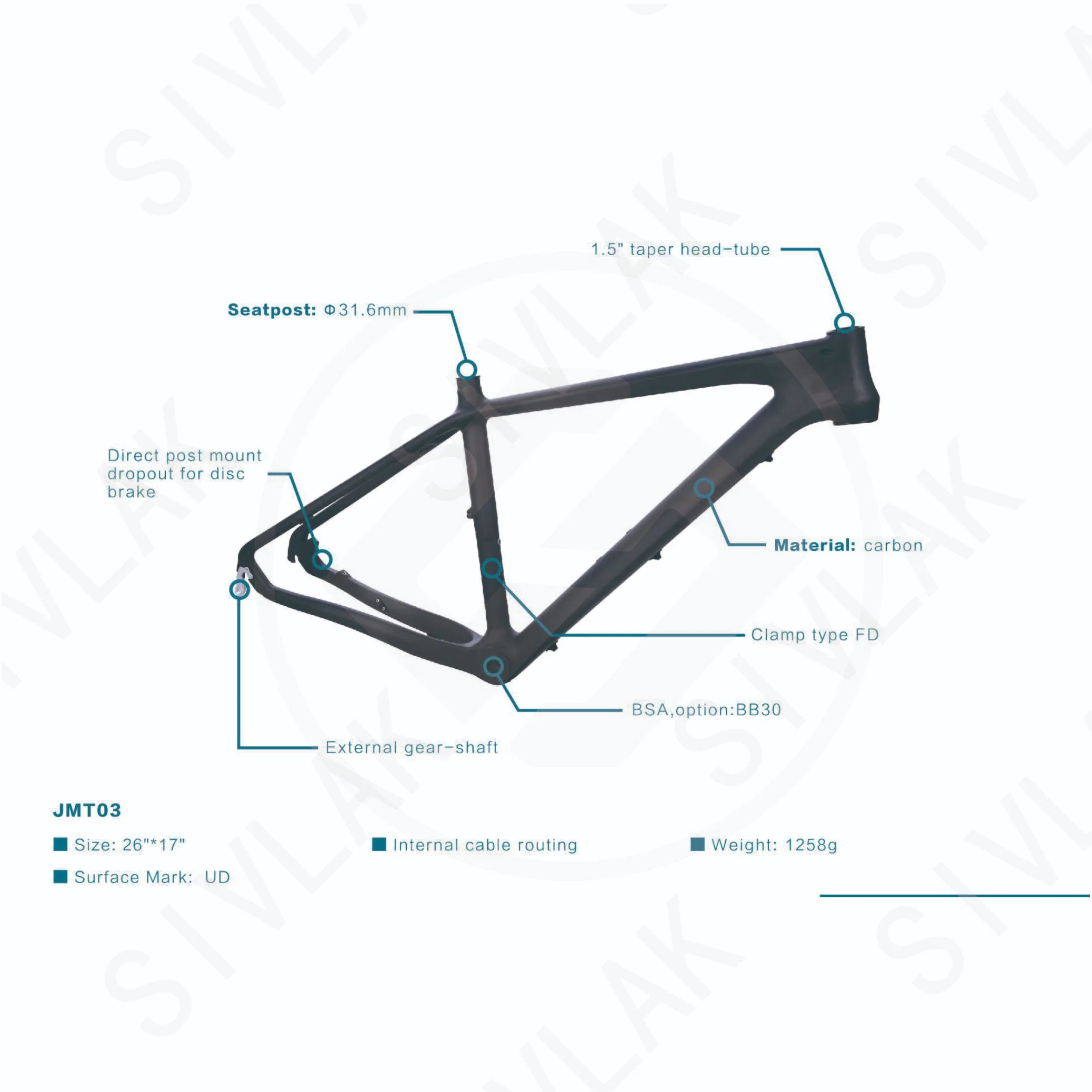 New Design Suspension Carbon Fiber Mountain Bike Frame