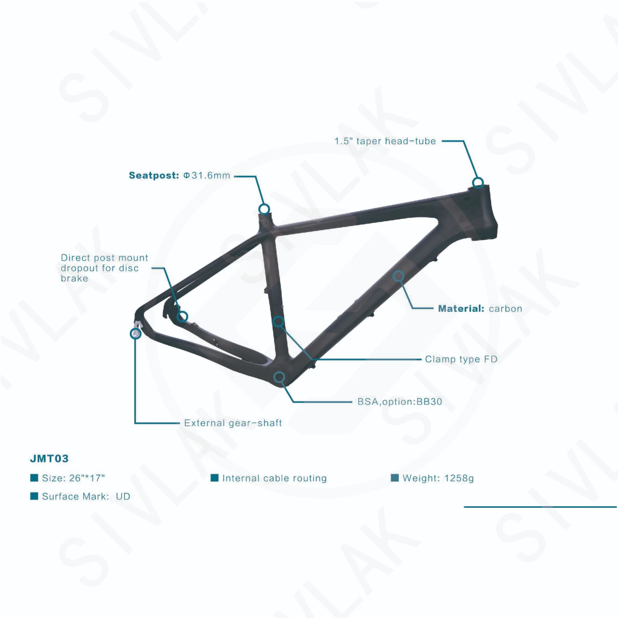 Nouveau design suspension de vélo de montagne en fibre de carbone cadre