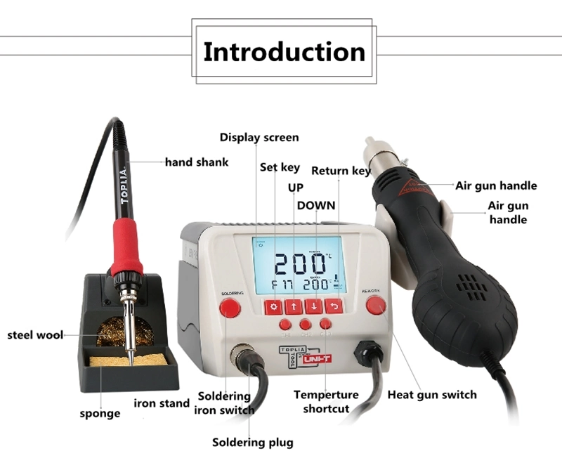 Toplia Intelligent Two-in-One Digital Display Soldering Station 650W