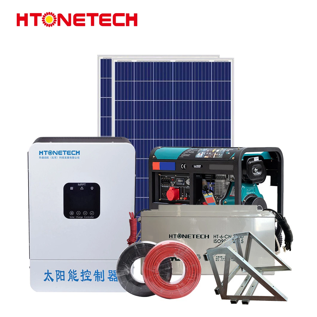 Htonetech Solar Energy Systems off Grid China Solar Panels 750 Watt Monocrystalline 30 Kw Diesel Generator 6 Inch 4HP Solar Water Pump System AC DC Hybrid