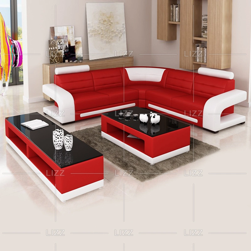 Modern Hotel Office Commercial Furniture L Shape Corner Sofa with Coffee Table and TV Stand