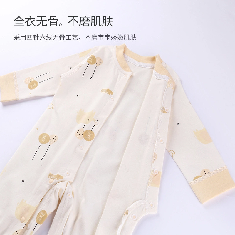 Newborn Thick Long -Sleeve Warm Jumpsuit Baby Wear Pajamas Infant 100% Cotton Open Rompers Garment