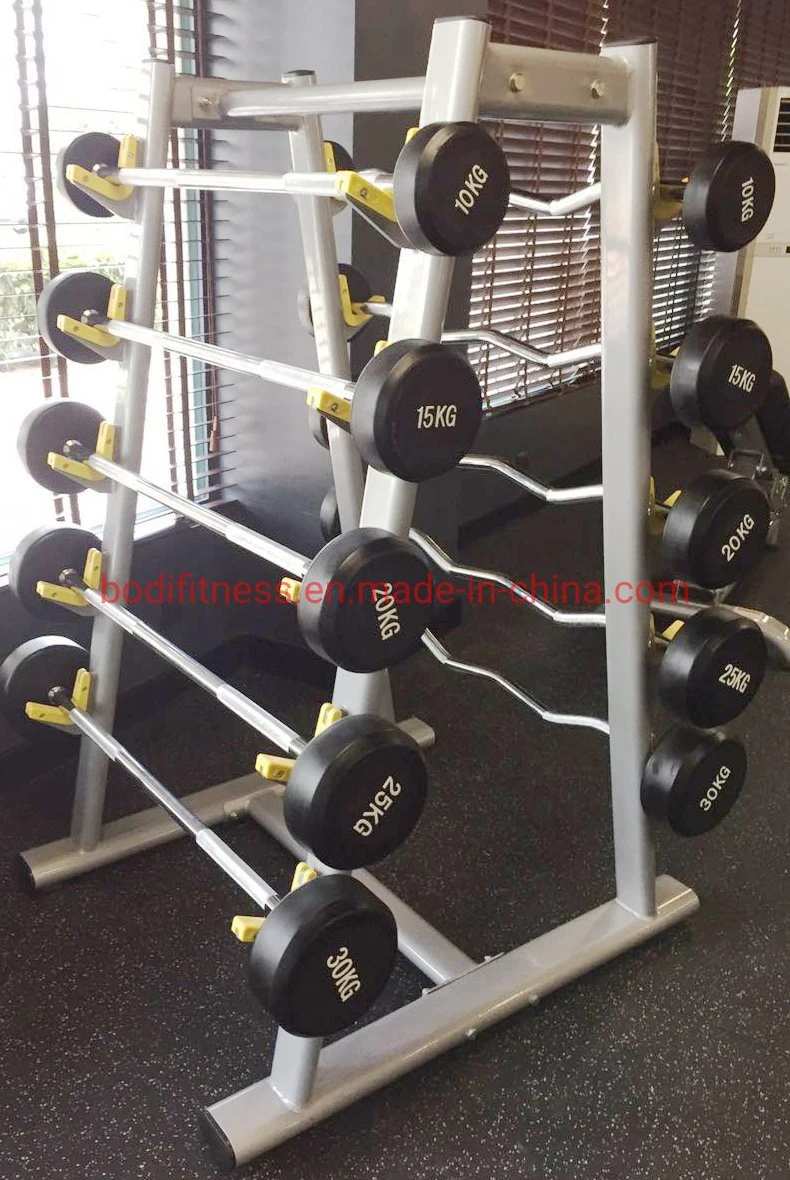 Les plaques de remise en forme de gros poids Barbell Bodybuilding droite fixe longues haltères en caoutchouc