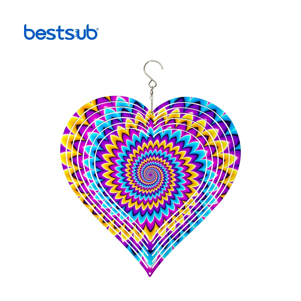 10inch Heart Double-Sided Aluminium Sublimation Garden Decoration Wind Spinner