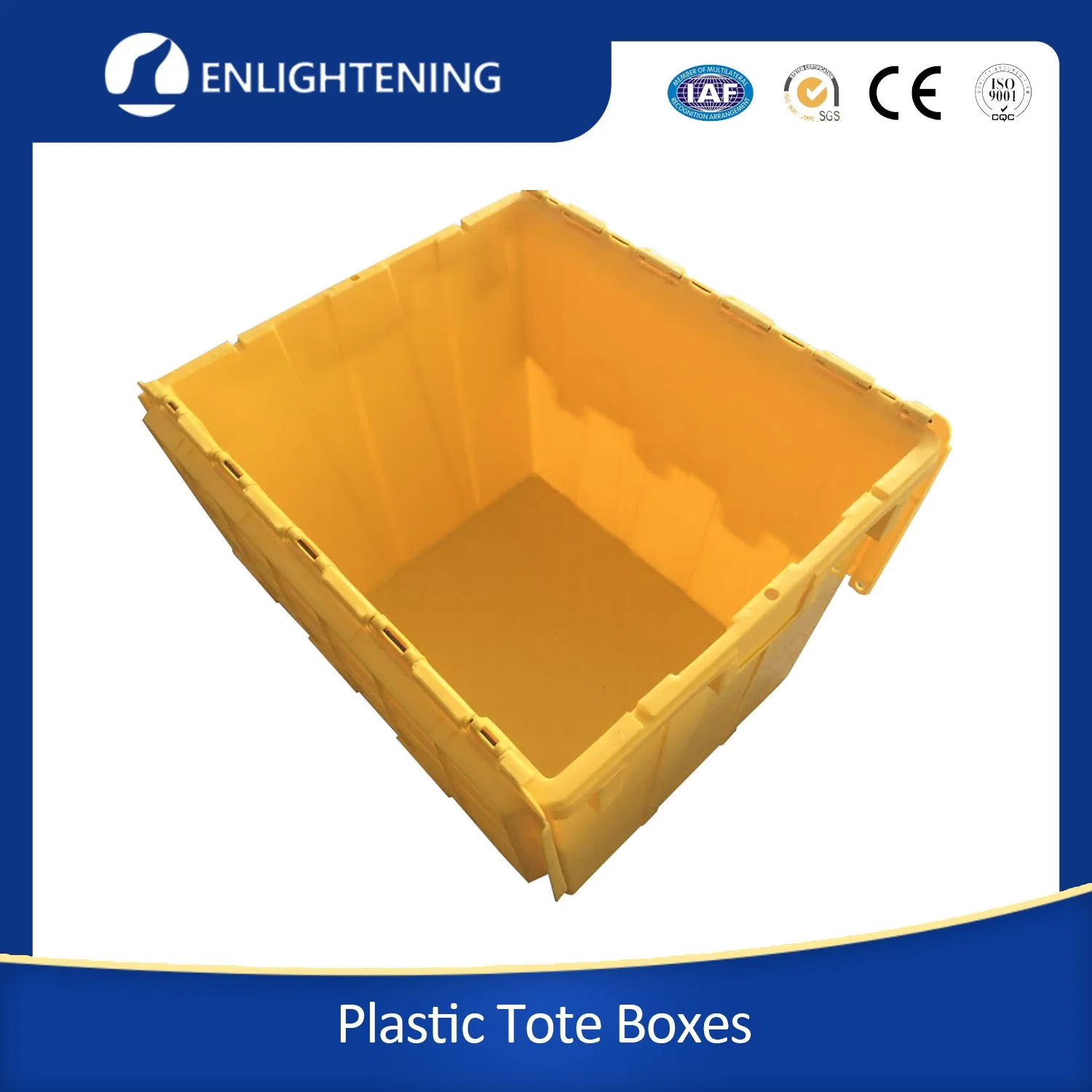 Common Size Industrial Shipping Logistic Heavy Duty Plastic Storage Containers Totes Box with Hinged Lid for Market and Store