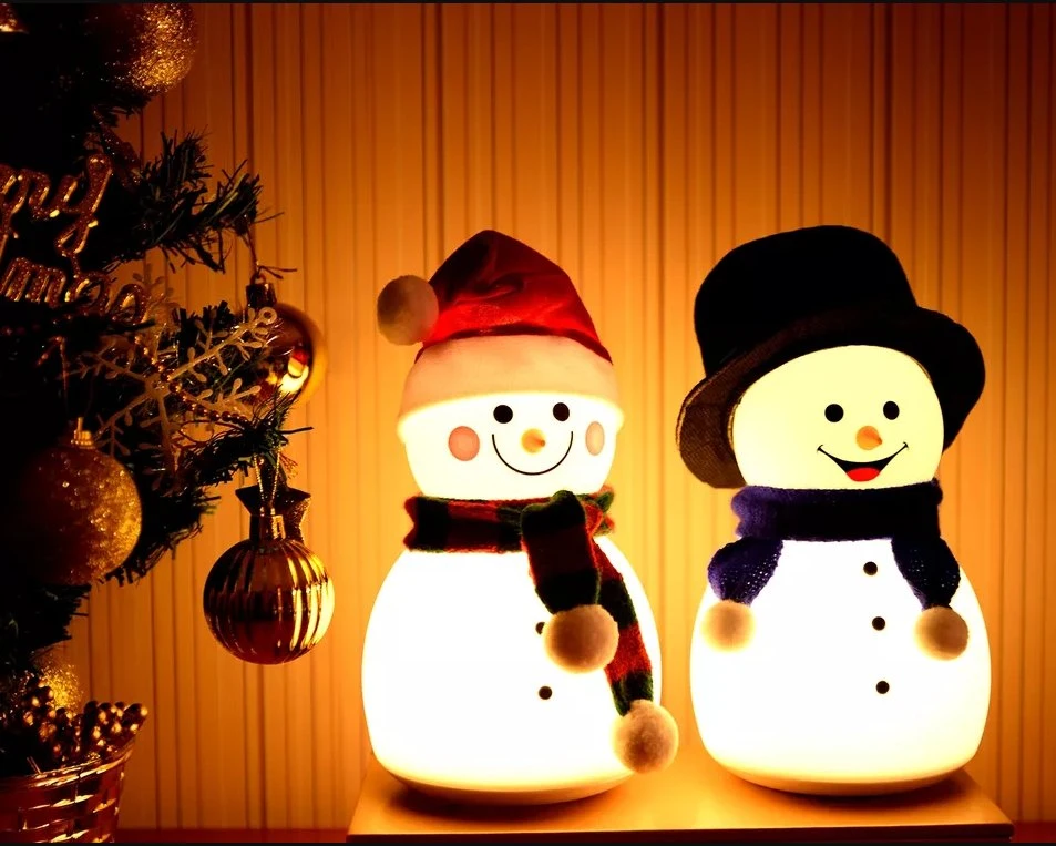 Hot Sale Christmas Gift Snowman LED Table Lamp Rechargeable Musical Night Lamps and Sound Toy for Kids Babywarm Light Source Cute Snowman Baby Night Lights