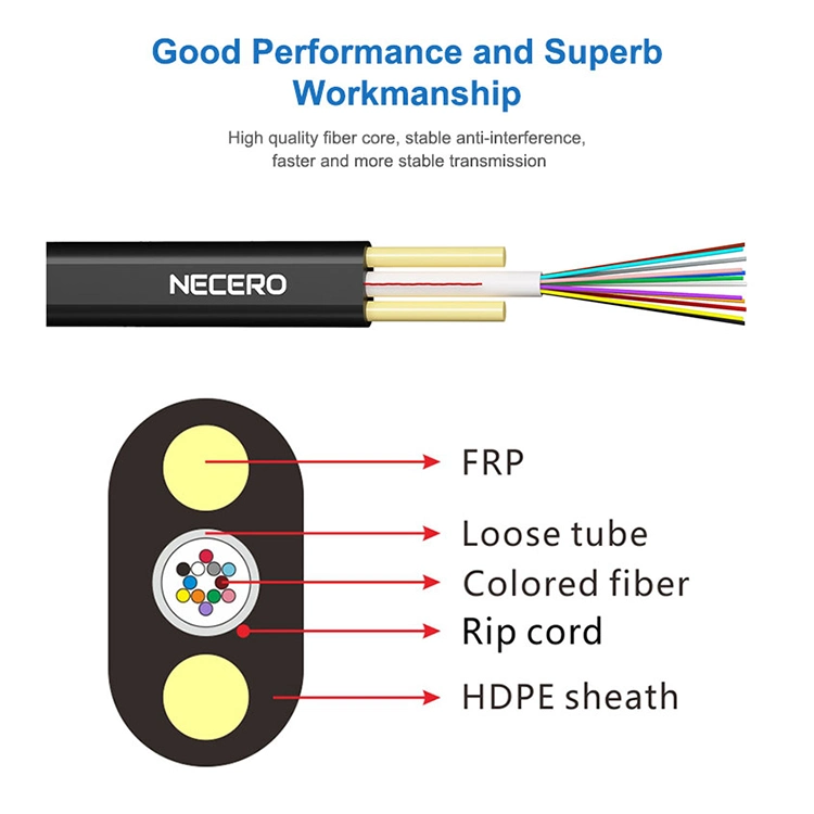 1/2/4/6/8/12cores Single/Mulit Mode FTTH Fiber Optic Flat Drop Cable with Anatel Certificate