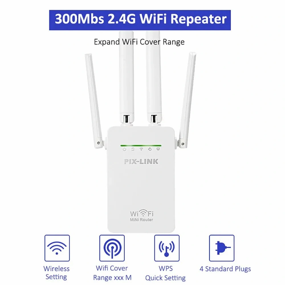 Pixlink original de fábrica Mini Wi-Fi amplificador de señal 802,11n Repetidor Wi Fi Booster 300Mbps WiFi