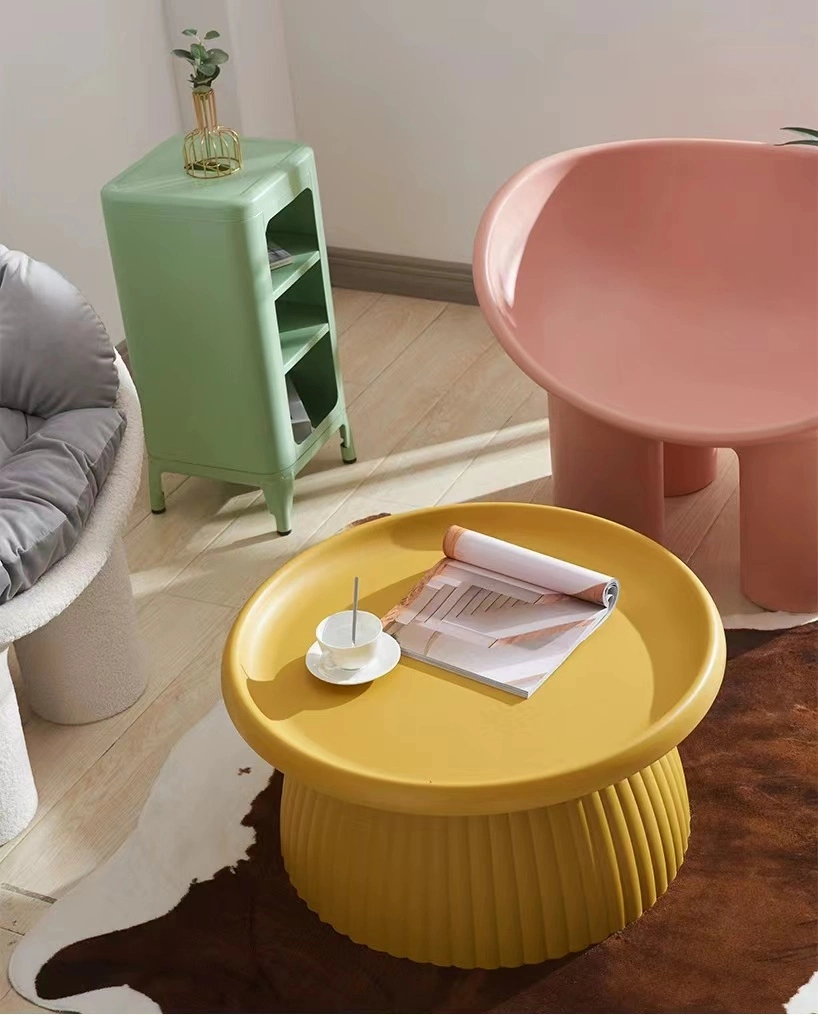 Table basse ronde de salon avec motif pour bureau à domicile en champignon.