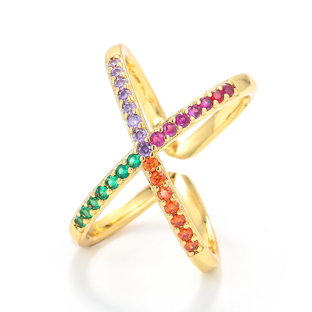 New Geometric Irregular Hollow Ring for Women Simple Three-Ring Personality Cross Ring Jewelry (CFSTFR-062)