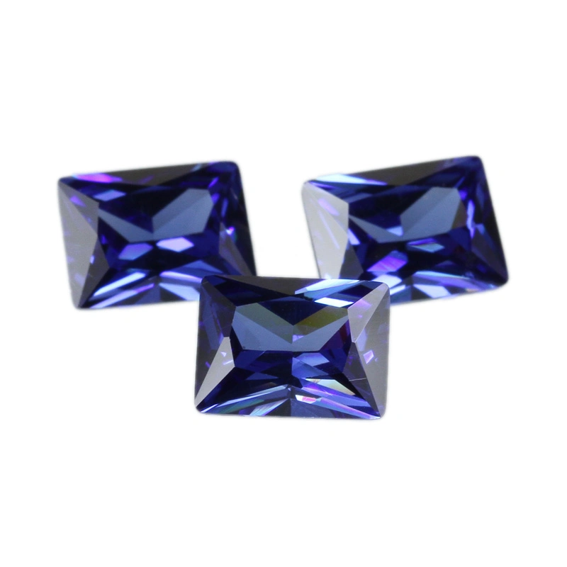 Corte brillante precio mayorista de piedra de zirconio cúbico rectángulo CZ Tanzanite piedra de zirconio cúbico de color