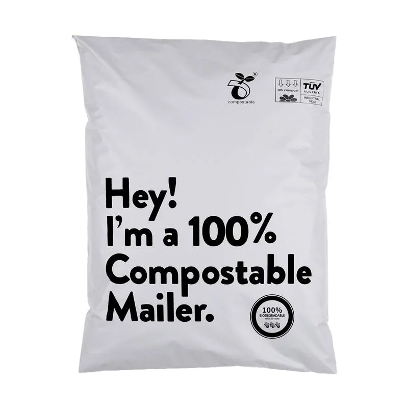 Instalação personalizada com base compostável envelopes plásticos Courier Rasgões Poli Mailer sacos de transporte