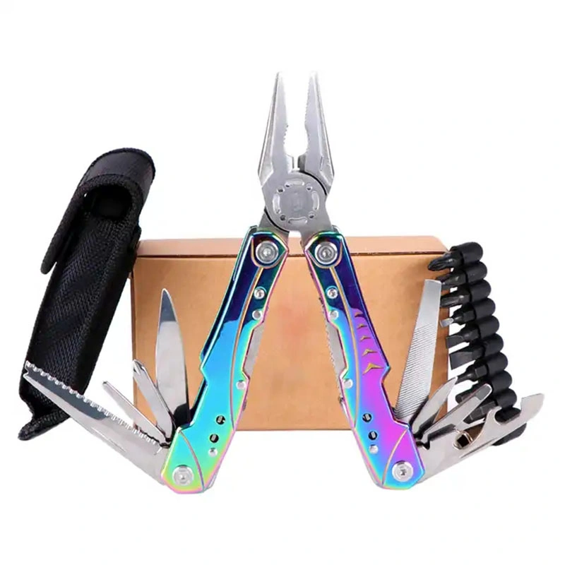 Multi Function Hammer Tool Outdoor Survival Gear Axe with Durable Pouch Camping Accessories Hand Tool Pliers with Axe Hammer Knife Saw Plier