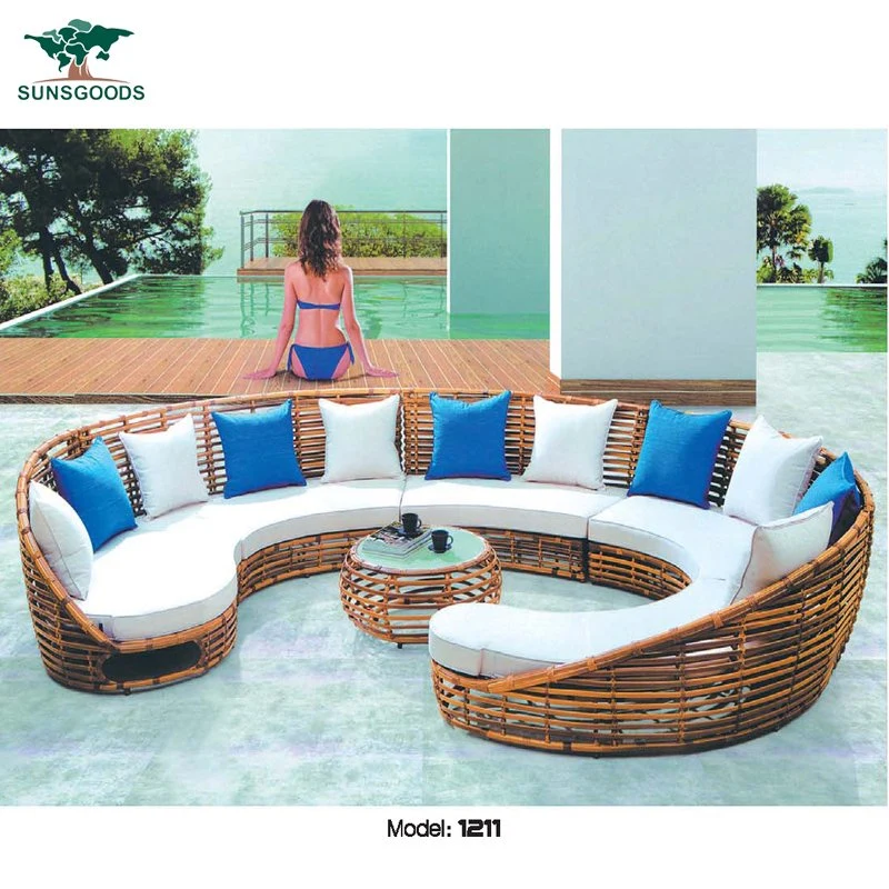 Modern Restaurant Furniture Rope Set Garden Patio Rattan Leisure Outdoor Sofa
