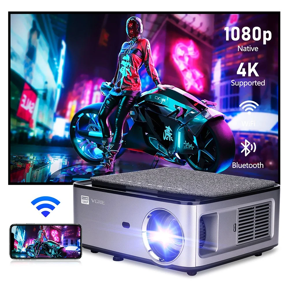 Portable Mini HD 1080P LED Support Wireless Mirror Screen Home Theater LED LCD Projector Android 9.0 Proyector 5 Inch Projection Screen Video Cinema Projector